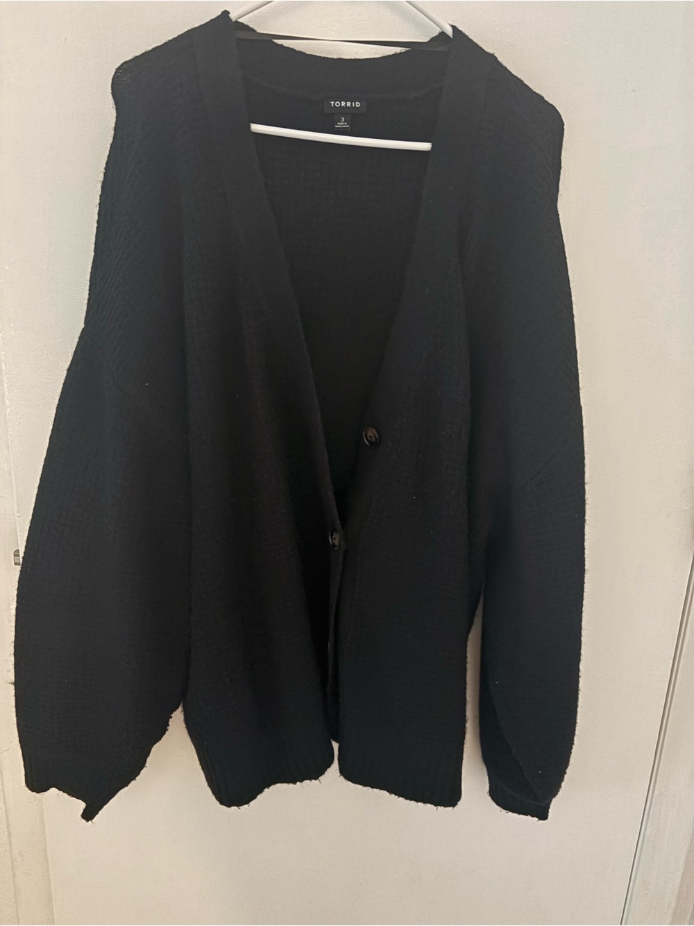 torrid Black Oversized V-Neck Button Cardigan